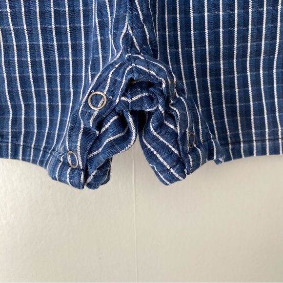 Vintage Y2K Arizona Dark Blue Plaid Print 100% Cotton Shortalls 24M - Picture 5 of 11